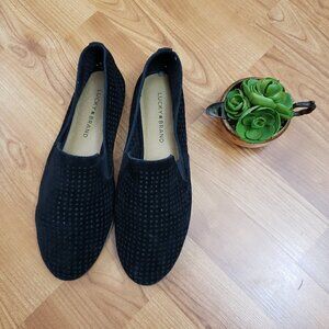 Lucky Brand Carthy Charsa Suede Perforated Flats Loafers Smoking Shoes Sz 10